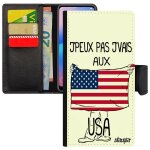Coque j'peux pas j'vais au usa iphone 12 / 12 pro rabat jo nba drapeau americain jeux olympiques etats ...