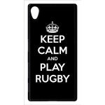 Coque - keep calm and play rugby - compatible avec sony xperia z5 - plastique - bord noir