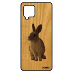 Coque lapin a42 en bois et silicone design mobile de paques animal animaux telephone gris li�vre nain ...
