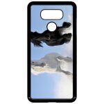 Coque lg g6 - chevaux blanc et noir dans la neige - noir