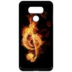 Coque lg g6 - clef de sol en feu - noir