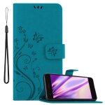 Coque pour lg k8 2018 / k9 2018 en bleu floral housse de protection etui au design floral avec fermeture ...