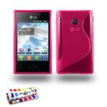 Coque lg optimus l3 - le   s   rose silicone souple (tpu)