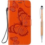 Coque pour lg stylo 6, papillon gaufrage housse rtro pu en cuir premium bookstyle flip portefeuille etui ...