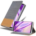 Coque pour lg v30 / v30 + / v30s / v30s + en gris clair marron housse de protection etui avec fermeture ...