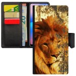 Coque lion pour huawei p20 pro rabat portefeuille porte cartes rigide lionne nature felin case orange ...