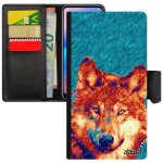 Coque loup iphone 11 pro max en cuir portefeuille portable multicolore predateur telephone etui moderne ...