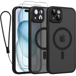 Coque magntique avec cordon pour iphone 15 (6, 1 pouces) - 2 protge - ecrans verre tremp, compatible ...