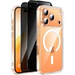 Coque magn�tique pour iphone 17 pro max avec 2 verre tremp� anti - espion, compatible avec mag safe militaire ...