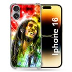 Coque magn�tique compatible magsafe pour iphone 16 plus musique bob marley color