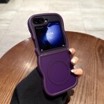 Coque magn�tique pour samsung z flip 7 fe / z flip 6 / z flip 5 5g, wave frame etui en silicone liquide ...