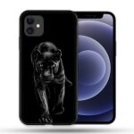 Coque compatible magsafe pour apple iphone 12 / 12 pro animal panth�re noire