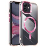 Coque magsafe pour iphone 11 dos cristal color rose champagne