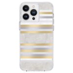 Coque magsafe pour iphone 14 pro max d�cor�e de nacre pearl stripes case mate transparent