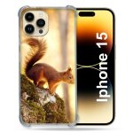 Coque compatible magsafe pour iphone 15 (6. 1) animal ecureuil bois