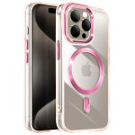 Coque magsafe pour iphone 15 pro max dos cristal color rose champagne