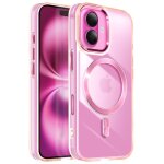 Coque magsafe pour iphone 16 dos cristal color rose champagne