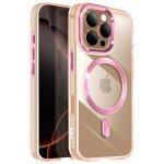 Coque magsafe pour iphone 16 pro max dos cristal color rose champagne