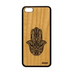 Coque main de fatma pour apple iphone 5c bois silicone de luxe portable noir gel