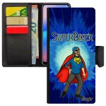 Coque pour mi note 10 lite simili cuir super biker motard etui humour a clapet telephone texte heros ...