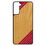 Coque moderne galaxy s21 vrai bois silicone texture rose artisanat ligne design bumper geometrie etui ...