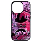 Coque monsieur moustache iphone 14 pro en silicone chapeau melon case lunette pipe street art peinture ...