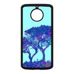 Coque moto e4 plus en silicone arbres bleu e4 + fleurs zen de protection ecolo ecologie design housse ...
