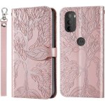 Coque moto g31 / g41 arbre en relief housse en cuir pu portefeuille etui a rabat pour motorola moto g31 ...