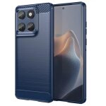 Coque pour motorola edge 60 / 60 fusion 5g - housse etui silicone gel carbone + verre trempe - bleu fonce ...