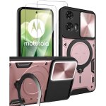 Coque pour motorola moto e14 / g04 / g04s / g24 + - 2 verres trempés, anneau support métallique magnétique, ... Coque pour motorola moto e14 / g04 / g04s / g24 + - 2 verres trempés, anneau support métallique magnétique, ...