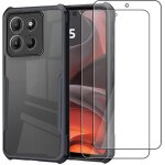 Coque pour motorola moto g15 3 - en - 1 + 2 verres tremps 9h - dos pc transparent anti - jaune, bords ...