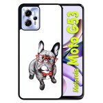 Coque pour motorola moto g53 - bulldog fran�ais a lunettes - silicone - noir