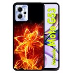 Coque pour motorola moto g53 - fleur en feu fire flowers - silicone - noir