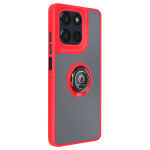 Coque pour motorola moto g56 avec support anneau et fixation magntique rouge
