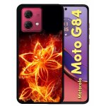 Coque pour motorola moto g84 - fleur en feu fire flowers - silicone - noir