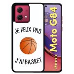 Coque pour motorola moto g84 - je peux pas j ai basket fond blanc - silicone - noir