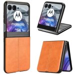 Coque pour motorola rar 50 / razr 60 / razr 70 5g - housse etui simili cuir avant et arriere - marron ...