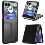 Coque pour motorola rar 50 / razr 60 / razr 70 5g - housse etui simili cuir avant et arriere - noir