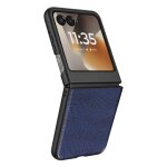Coque pour motorola razr 70 effet cuir croco avec ecran externe d�gag� bleu