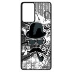 Coque moustache samsung a52s silicone housse peinture gris chapeau melon noir et blanc telephone pipe ...
