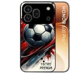 Coque noire pour honor 600 pro 5g motif ballon foot avec prenom