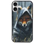 Coque noire pour iphone 16 renard fox des bois