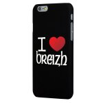 Coque noire iphone 6 impression coeur rouge i love breizh