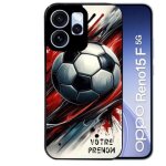 Coque noire pour reno 15 f et 15 fs 5g motif ballon foot avec prenom