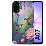 Coque noire taperso pour galaxy a07 4g avec motif colibri couple personnalise