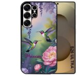 Coque noire taperso pour galaxy s26 ultra avec motif colibri couple personnalise