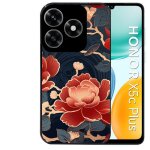 Coque noire taperso pour honor x5c plus et x5c avec motif fleur japan