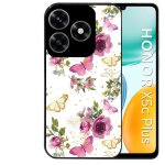 Coque noire taperso pour honor x5c plus et x5c avec motif fleur et papillon