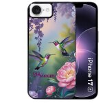 Coque noire taperso pour iphone 17e et 16e avec motif colibri couple personnalise