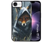 Coque noire taperso pour iphone 17e et 16e avec motif renard fox des bois
